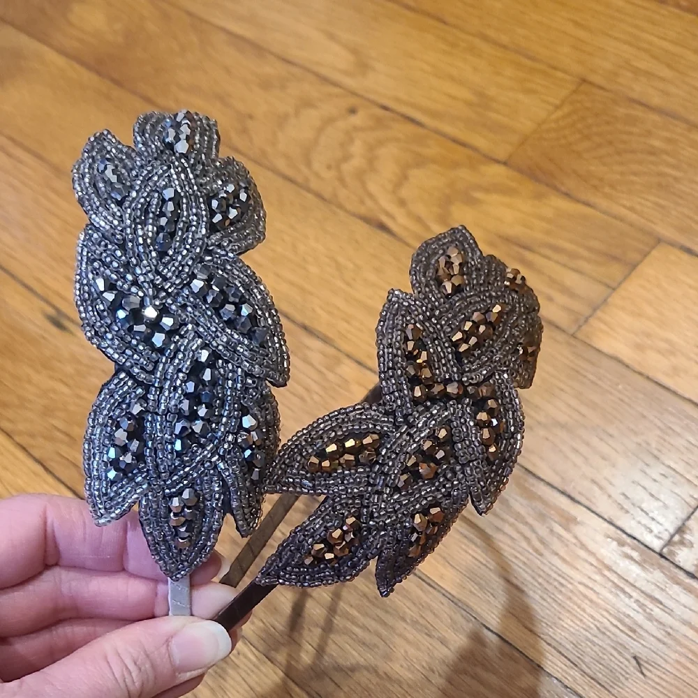 Brown and Silver Beaded Headbands